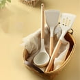 thumbnail image 1 of Silicone Kitchen Utensil Set 3-Piece | Non-Stick Heat Resistant | Spatula Frying Spatula Soup Spoon | Wooden Non-Slip Handles | Safe for Nonstick Cookware | 31.5 x 7.5 cm, 1 of 6