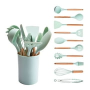 Silicone Kitchen Utensils Set ,Non-stick Kitchenware Cooking Tools Spoon Spatula Ladle Egg Beaters Tool Gadget Accessories Green,12pcs