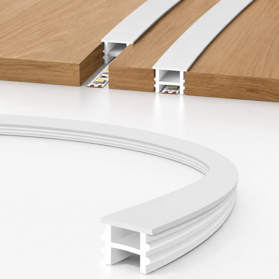 Silicone LED Strip Diffuser System, 16.4ft Length, Fits 12mm Wide Strips