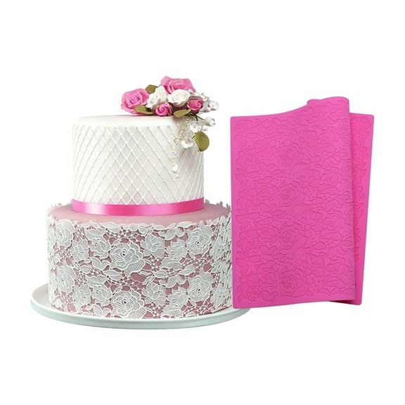 Silicone Lace Cake Edging Pad, Baking Texture Tool with Rose Pattern, Dessert Molds, By Kingtowag