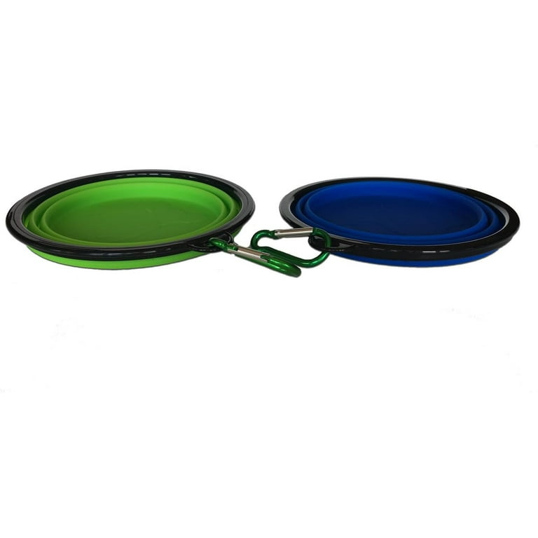 Silicone Large Collapsible Dog Bowl 2 Pack BPA Free Portable Dog Travel Bowl Foldable Expandable Cup 7 Diameter 32 oz Large with Carabiner hook Walmart