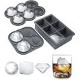 thumbnail image 1 of Silicone Large Ice Cube Molds (Set Of 3), 6 Ice Ball Maker Mold, 6 Square Ice Cube Mold ，4 Diamond, Reusable Whiskey Ice Mold, Ice Molds for Cocktails, Bpa Free, Freezer Ice Cube Tray (Grey), 1 of 5