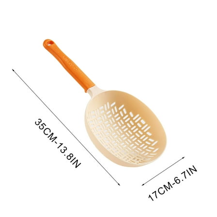 Silicone Large Slotted Spoon Kitchen Strainer With Long Handle Non-Slip Grip Noodle Pasta Colander Dishwasher Safe