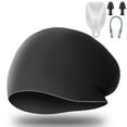 thumbnail image 1 of Silicone Large Swim Cap Set, TSV Adults Anti-Silp & Waterproof Swimming Hat with Nose Clip and Earplugs, Black, 1 of 6