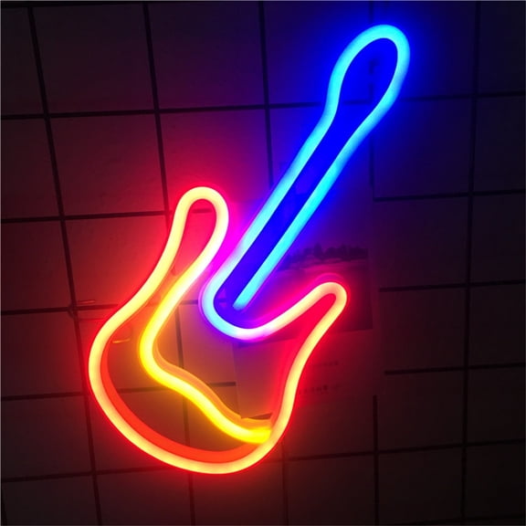 Silicone Led Neon Guitar Modeling Lamp Decorative Night Light Wall Mounted Or Free-Standing Creative Atmosphere Lighting for Parties and Home