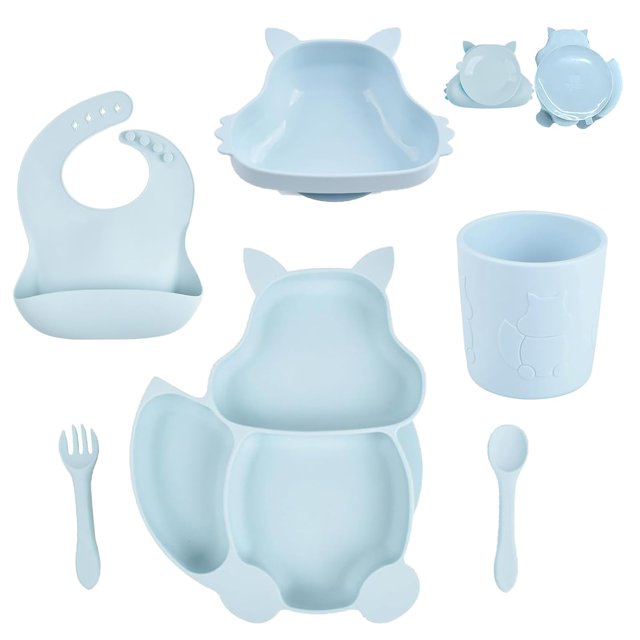 Silicone Led Weaning Supplies BPA Free Baby Feeding Set with Suction