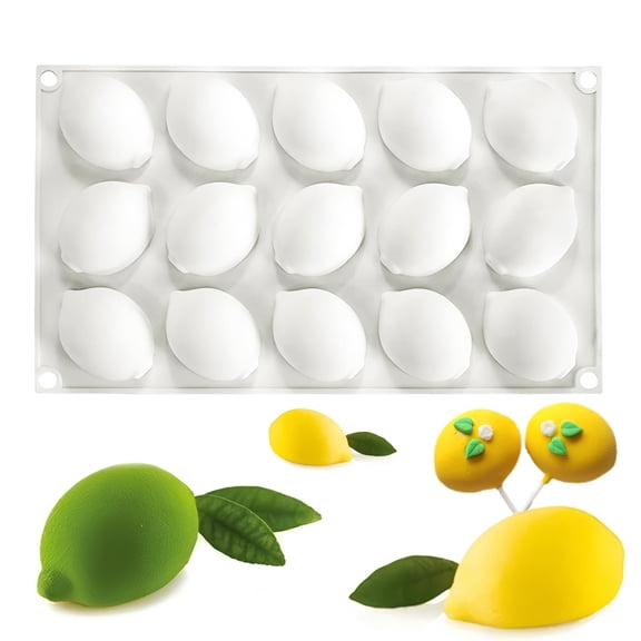 Silicone Lemon Mold, 15-Cavity Fruit Shape Baking Tray for Desserts, White.