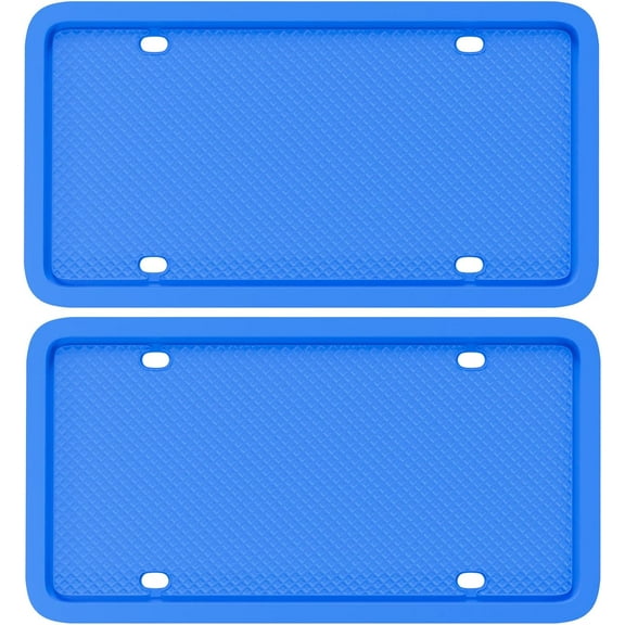Silicone License Plate Frame, Premium Grade Universal Car Plate Frame, Rust Proof, Rattle Proof, Weather Proof License Plate Holder for US CA Standard (Azure Blue | 2-Pack)