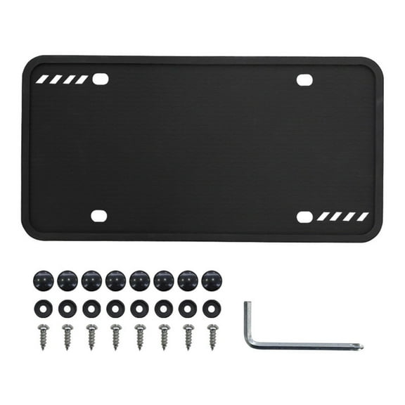 Silicone License Plate Frame, Universal License Plate Holder Rust Proof Rattle Proof Weather Proof Flexible & Durable (Black 1pcs + Accessories)