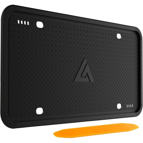Silicone License Plate Frames Black, 1 Pack Car License Plate Frame, Universal US Car Black License Plate Holders Brackets Rust-Proof, Rattle-Proof, Weather-Proof Car Accessories(Black)