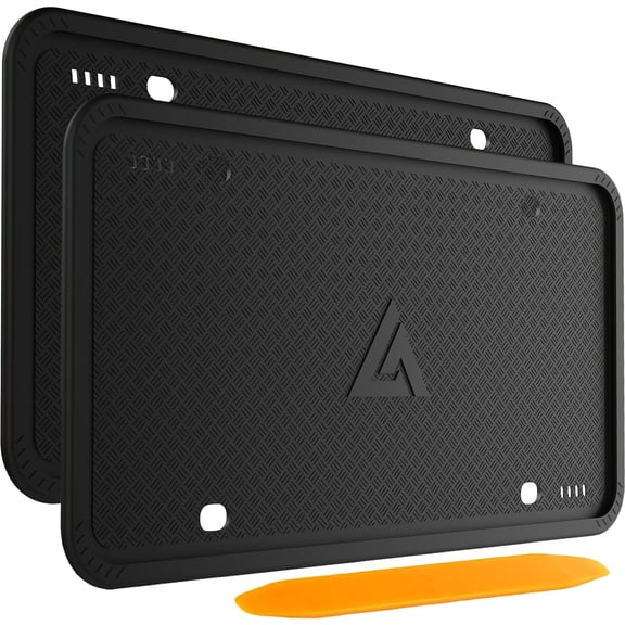 Silicone License Plate Frames Black, 2 Pack Car License Plate Frame, Universal US Black License Plate Holders Brackets Rust-Proof, Weather & Rattle-Proof, Car Accessories