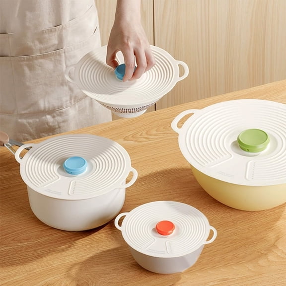 Silicone Lid Food Cover, Airtight Microwave-safe Sealing Bowl and Plate Covers for Fresh Storage, Reusable Spatter Proof Pot Lids with Hygienic Easy-clean Design, Topliu