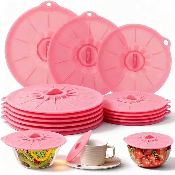 Silicone Lids for Microwave Splatter Prevention 5 Sizes Reusable Washable Stretch Food Storage Lids for Bowls Cups Plates Pots Pans Food Preservation