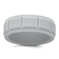 thumbnail image 1 of Silicone Light Gray 8mm Grid Pattern Band Size 11 Ring for Women and Men, 1 of 2