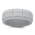 thumbnail image 1 of Silicone Light Gray 8mm Grid Pattern Band Size 13 Ring for Women and Men, 1 of 2