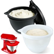 PQPO Silicone Liners Compatible with KitchenAid 4.5-5 Quart Tilt-Head mixer Bowl,2 Liners with Lids（White＋Black）