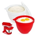 thumbnail image 1 of PQPO Silicone Liners Compatible with KitchenAid 4.5-5 Quart Tilt-Head mixer Bowl,2 Liners with Lids(White＋Red）, 1 of 8