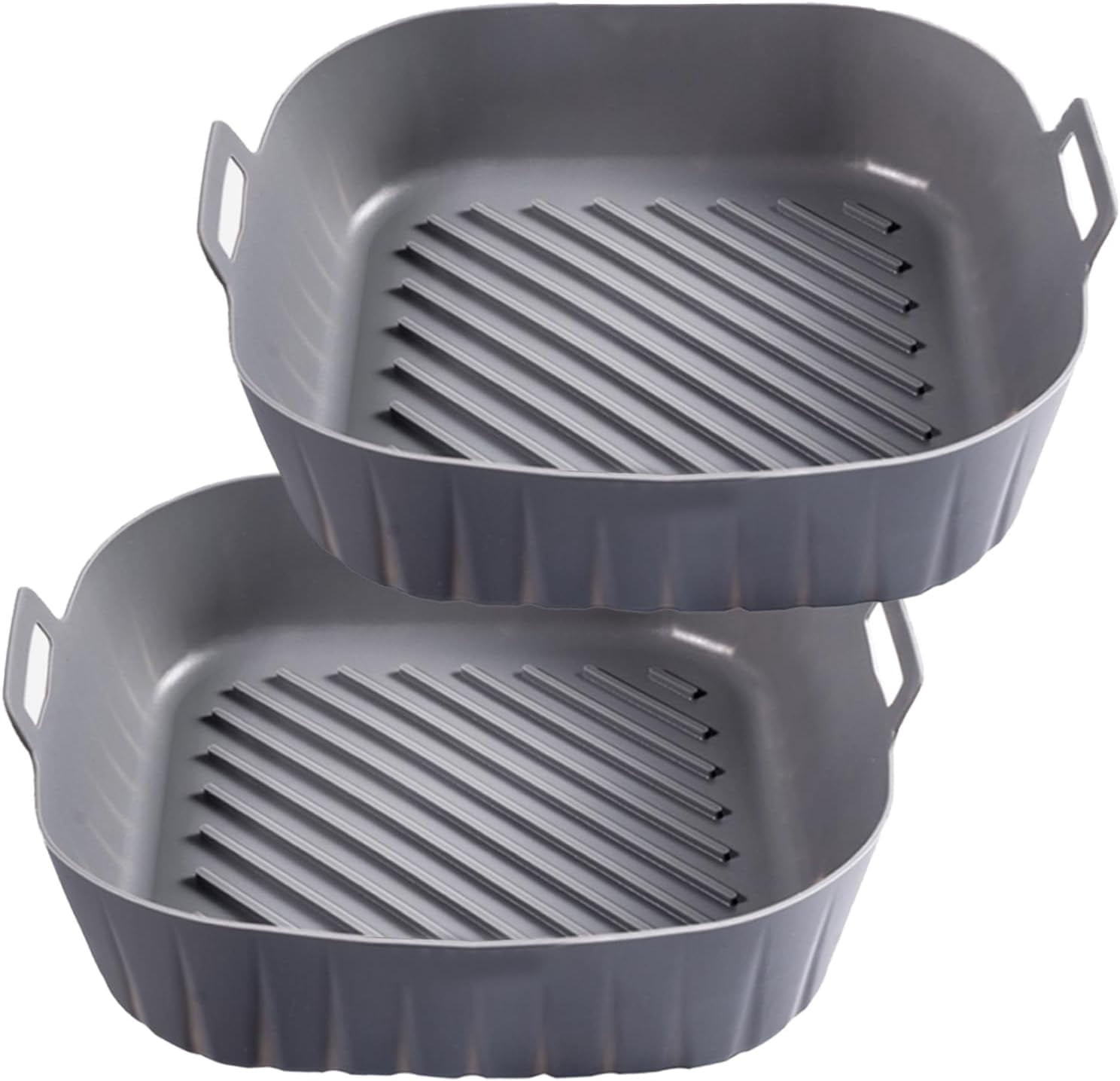 Silicone Liners Square for 8 to 8.5 inch Air Fryer, 2 Pcs Non-stick Food-grade Reusable Basket Baking Tray Airfryer Accessories, Grey