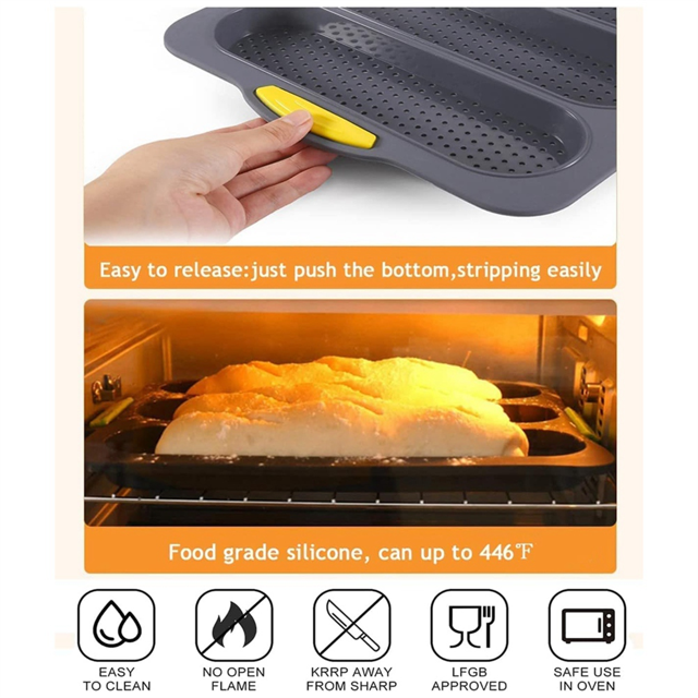 Silicone Loaf Pan Baking Pan for Baking French Baguettes/Hot Dog Buns