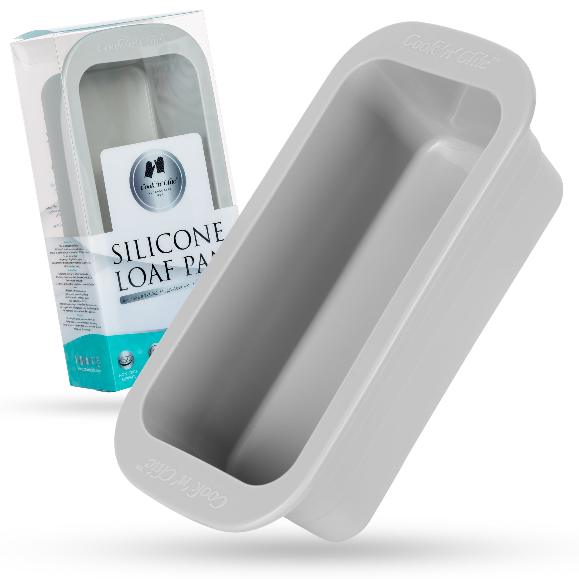 Gray Silicone Non-Stick Loaf Pan for Baking