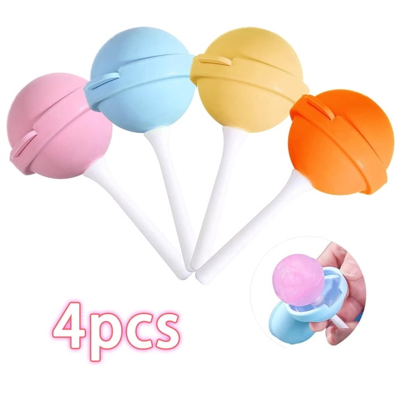 Silicone Lollipop Ice Cream Maker, Homemade Molds, DIY Maker for Kids, Lollipop Ice Cream Mold, Reusable Molds (Pink/Yellow/Orange/Blue)
