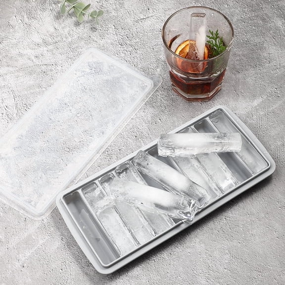 Silicone Long Ice Cube Trays with Lids-gray
