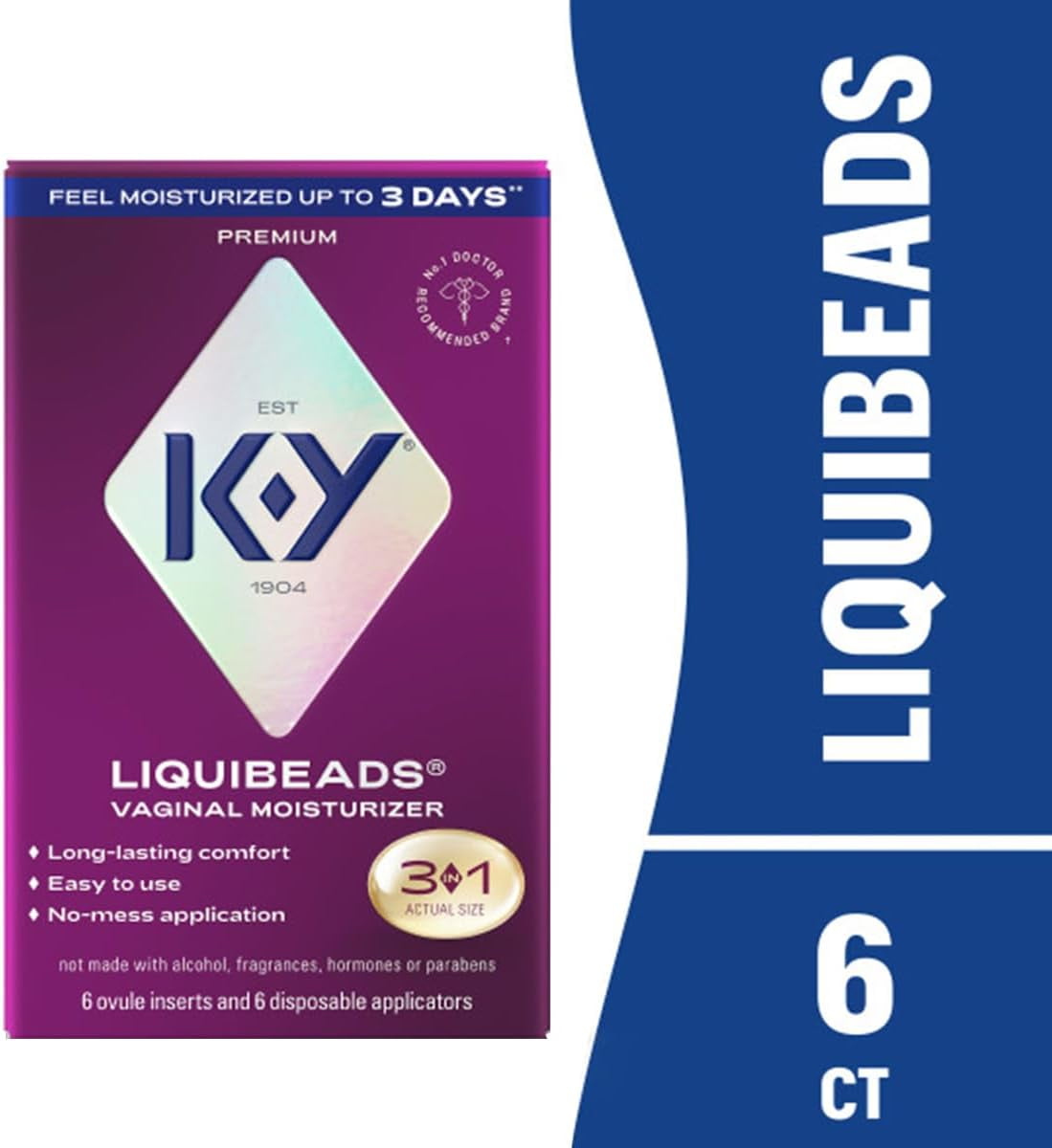 K-Y Liquibeads Silicone-Based Formula 6 Bead Inserts and 6 Applicators  Vaginal Moisturizer & Lube for More Comfortable Sex for Men, Women and  Couples