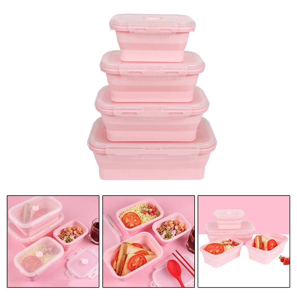 Silicone Lunch Box, Collapsible Food Storage Containers with Lids