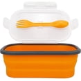 thumbnail image 1 of Silicone Lunch Container Bento Box, Collapsible Food Storage Containers with Airtight Lids and 2in1 Fork, Reusable Food Containers for Travel,Camping and RV, Food Grade 1000ml Microwave Container, 1 of 3