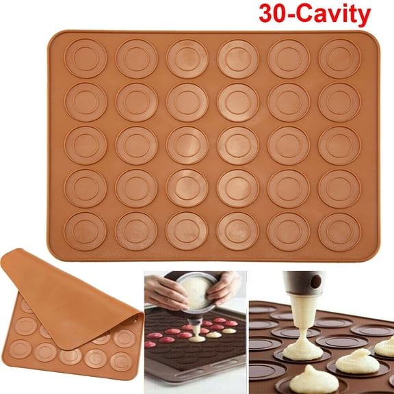 Silicone Macaron Sheet,1pc 30 Holes Round Shape Macarons Mat Silicone Macaron Sheet Pad Pastry Cake Baking Tool(no dispenser)
