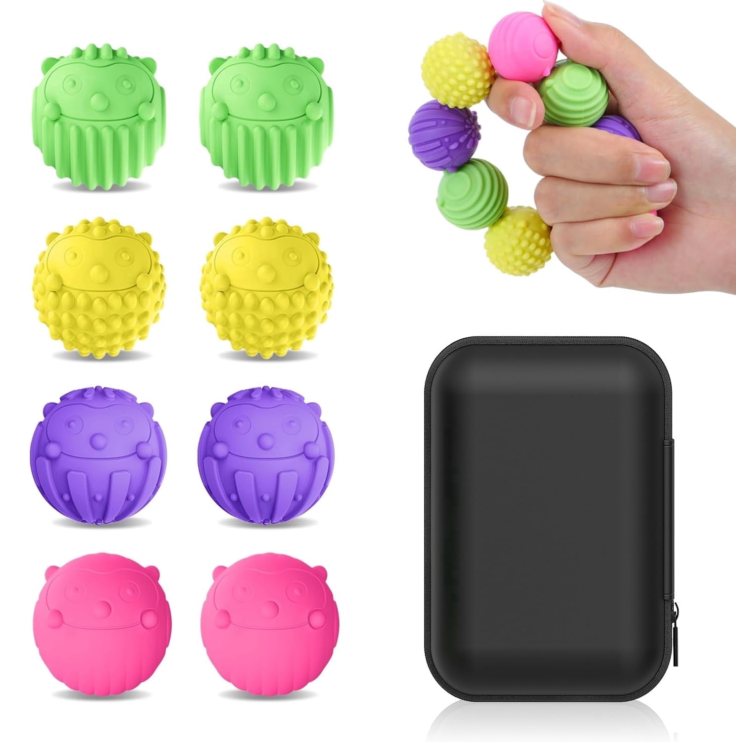 Silicone Magnetic Sensory Fidget Balls，8PCS Silent Fidgets Roller for ...