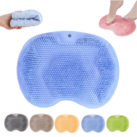 Silicone Massage Bath Mat, Shower Foot Scrubber Mat, Wall Mounted Back Scrubber Pad with Suction Cups Non-Slip Silicone Brush, Hands-Free Silicone Scrubber Mats