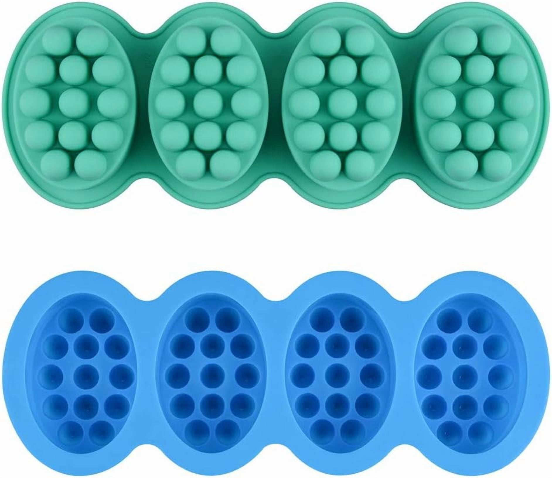 Silicone Massage Soap Mold, 2-Pack 4-Cavity Soap Making Mold Handmade ...
