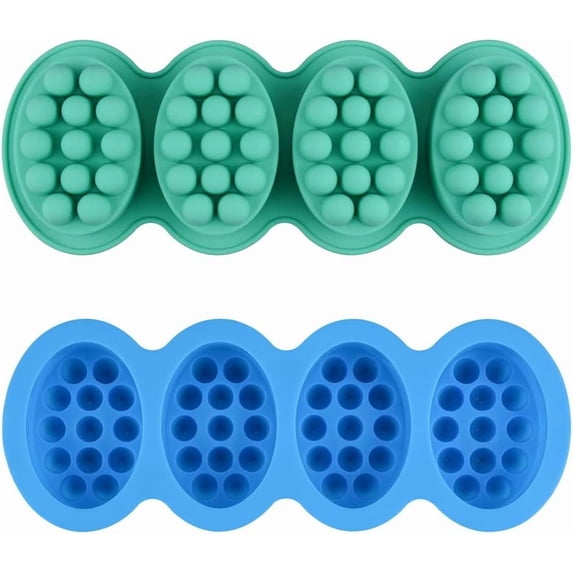 Silicone Massage Soap Mold, 2-Pack 4-Cavity Soap Making Mold Handmade ...