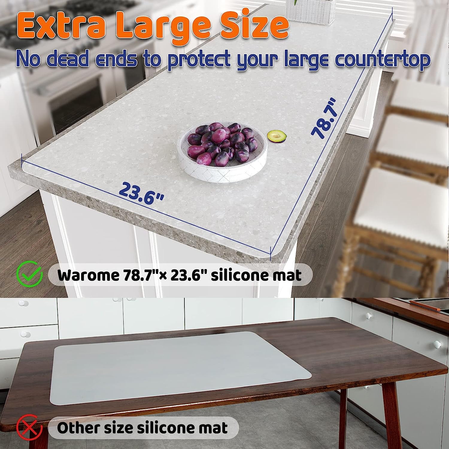 OYSIR extra large silicone mats for kitchen counter 47x23.6