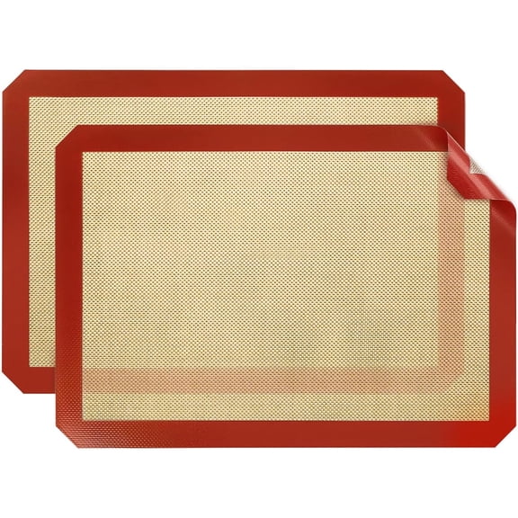Silicone Mats, 2 Pack Nonstick Baking Sheet Liners, 26" x 11" Pastry Mat for Cookies, Candy, Bread & -
