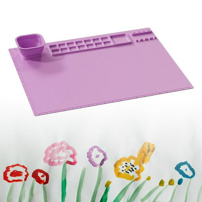 Silicone Painting Mat, Craft Silicone Mat Nonstick, Kids Painting Mat 20x 16 Large Silicone Art Mat with Cup and Paint Holder, Multipurpose