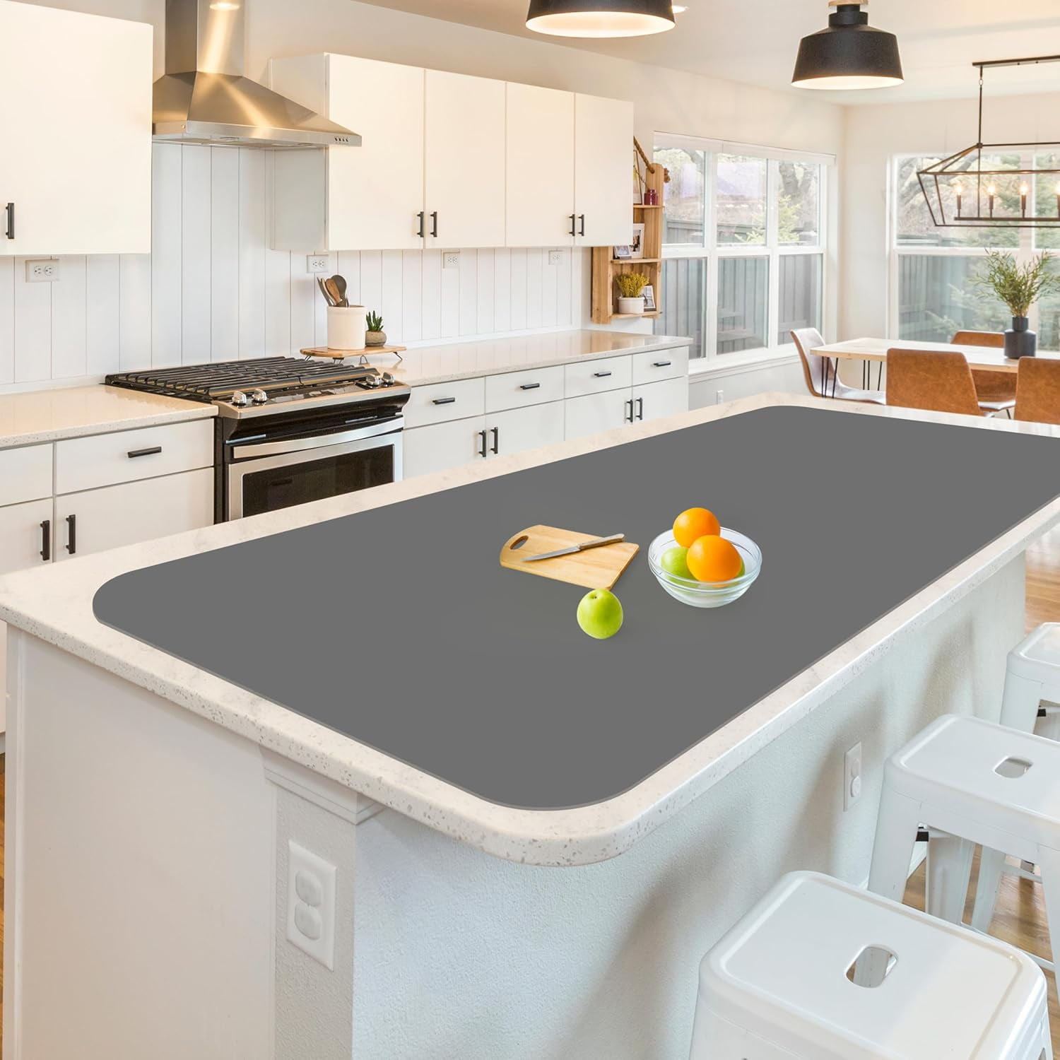 Silicone Mats for Kitchen Counter,  47.24"x 23.62" Extra Large Silicone Mat, Non-slip Heat Resistant Kitchen Counter Mat, Quartz Countertop Protector, Shipped Rolled Up, No Creases, Gray