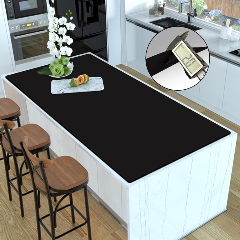 Silicone Kitchen Counter Mat 23.6x15.7 Inches - Thick Heat Resistant Non Slip Protector Black