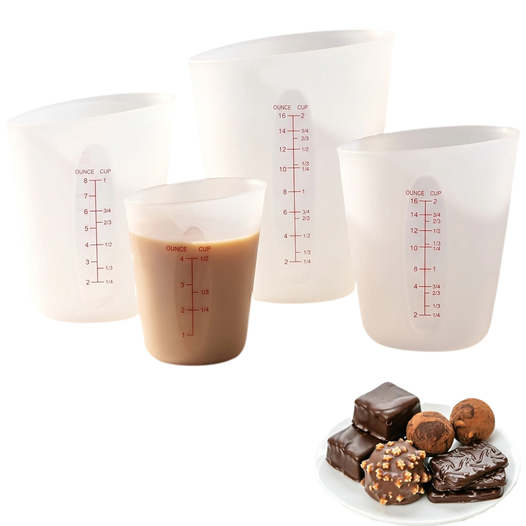 Silicone Measuring Cups 3 Pack Food Grade BPA Free 1/2 Cup 1 Cup 2 Cup ...