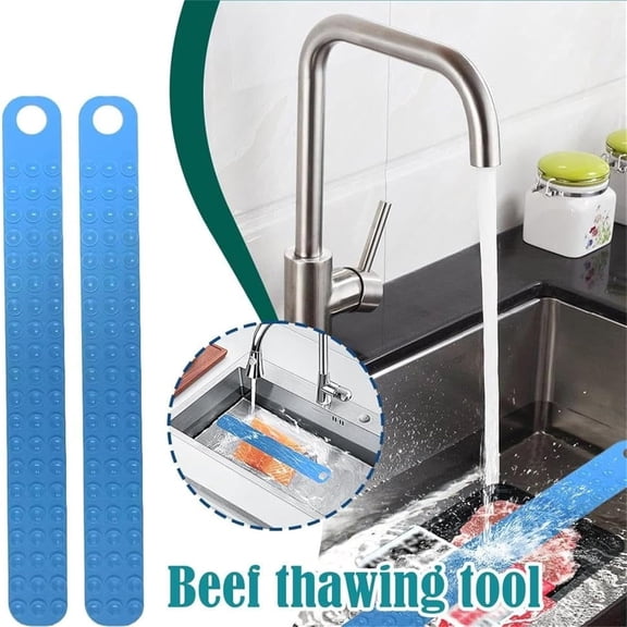 Silicone Meat Seafood Fast Thawing Belt - Safe Defrosting Tool Frozen Meat Fish Steak, Hangable Space-Saving Easy Storage, Thaws Minutes Not Hours, Food-Grade Silicone Home Kitchen, Blue, 1pc