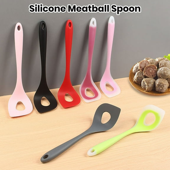 Silicone Meatball Spoon Maker Pressing Tool for Home Kitchen Long Handle Easy to Clean Efficient Meatball Making Gadget with Hanging Design