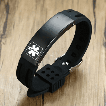 Silicone Medical Alert Bracelets for Men & Women Kids, Adjustable Medical ID Bracelets Wristband