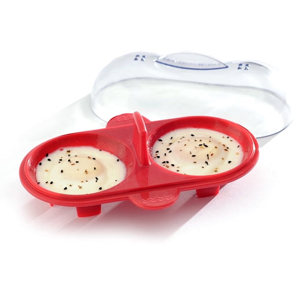 Silicone Microwave Double Egg Poacher, Red