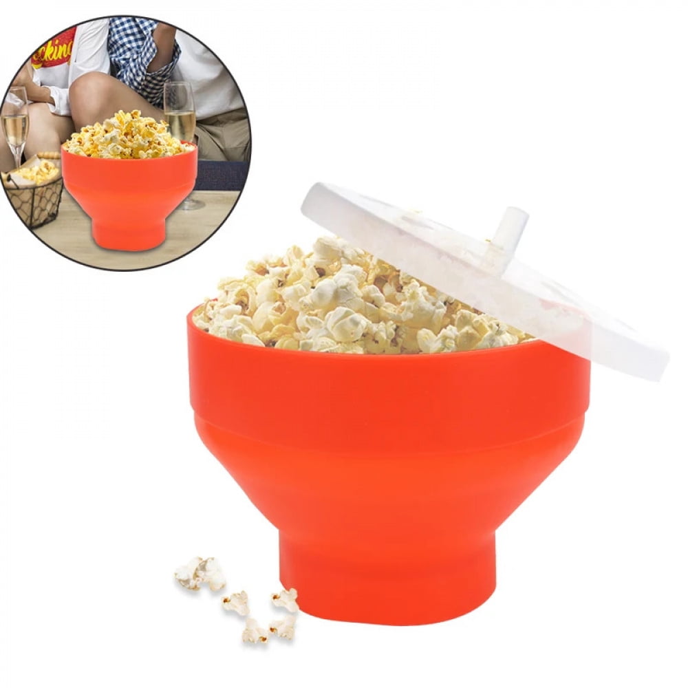 Silicone Microwave Popcorn Bowl Bucket Popcorn Maker Chips Fruit Dish ...