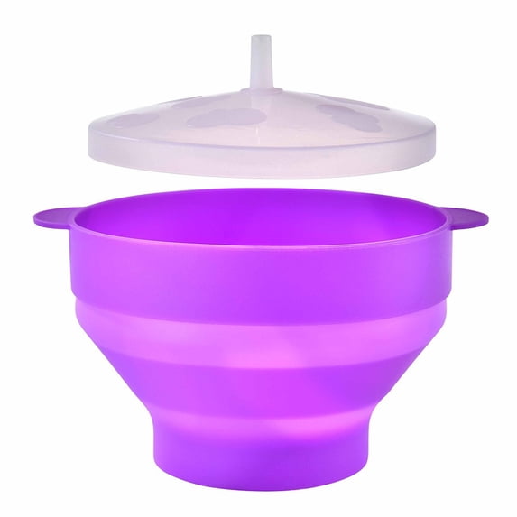 Silicone Microwave Popcorn Maker Bowl with Ventilated Lid – Oven-, Heat-Resistant, Space-Saving Popcorn Popper for Snacks and Storage