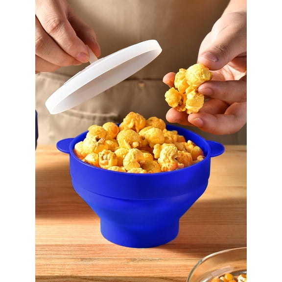 Silicone Microwave Popcorn Popper, Collapsible Bowl with Handles – Foldable Hot Air Popcorn Maker for Home, Dishwasher Safe