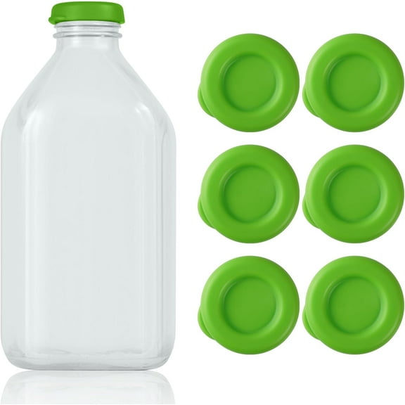 Silicone Milk Bottle Caps,48mm Diameter Glass Jug Replacement Lids Fit Stanpac & Libbey & Stock Your Home & The Dairy Shoppe,Reusable and Airtight Bottle Caps