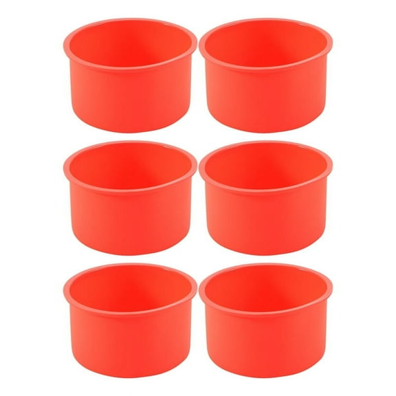 Silicone Mini Cake Molds 4 Inch Round Baking Pan Non-Stick Silicone Baking Mold Bakeware Pan Reusable Red, Set of 6