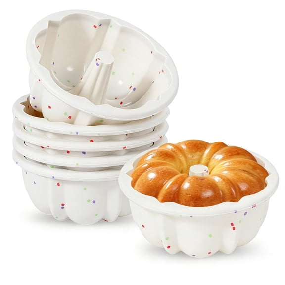 Silicone Mini Fluted Tube Cake Pan 6 Individual Molds For Baking Jello Muffin Pudding Chocoflan